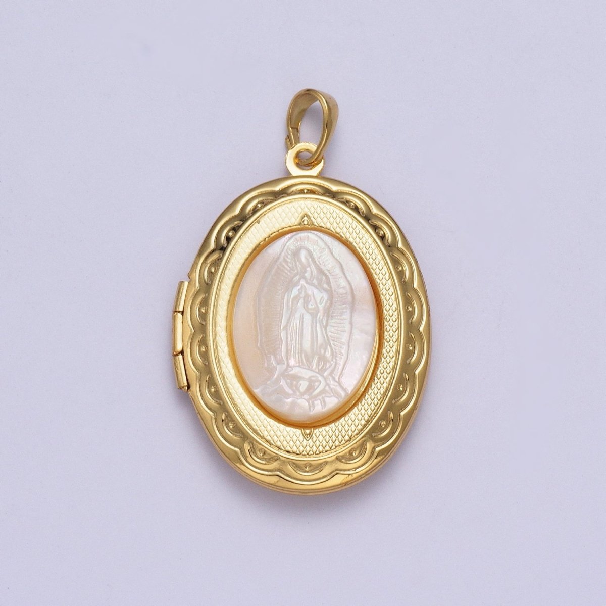 Lady of Guadalupe Detailed Double Sided Locket Pendant Open Locket Pearl Necklace Bracelet Supply | X-469 X-470 X-471