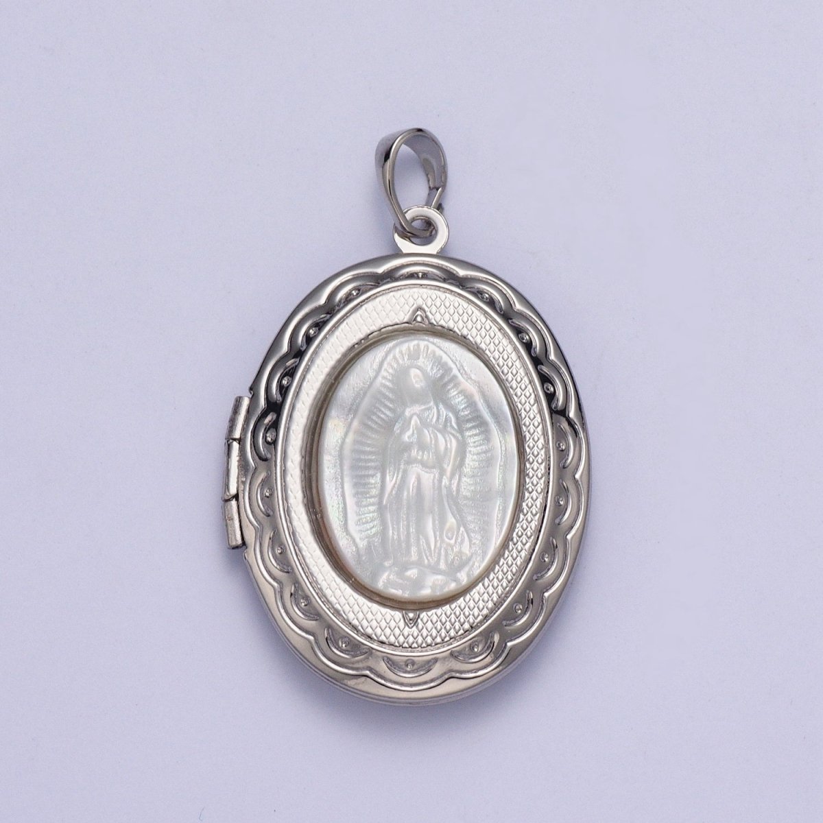 Lady of Guadalupe Detailed Double Sided Locket Pendant Open Locket Pearl Necklace Bracelet Supply | X-469 X-470 X-471