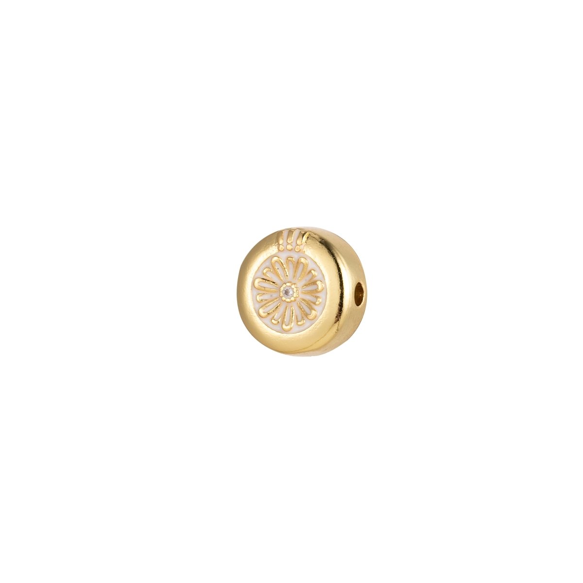 Large Hole Round Daisy Charm for Necklace Pendant Pave Beads, Flower Big Hole Spacer Beads, Large Hole Spacer Dangle Charm B-531 to B-538