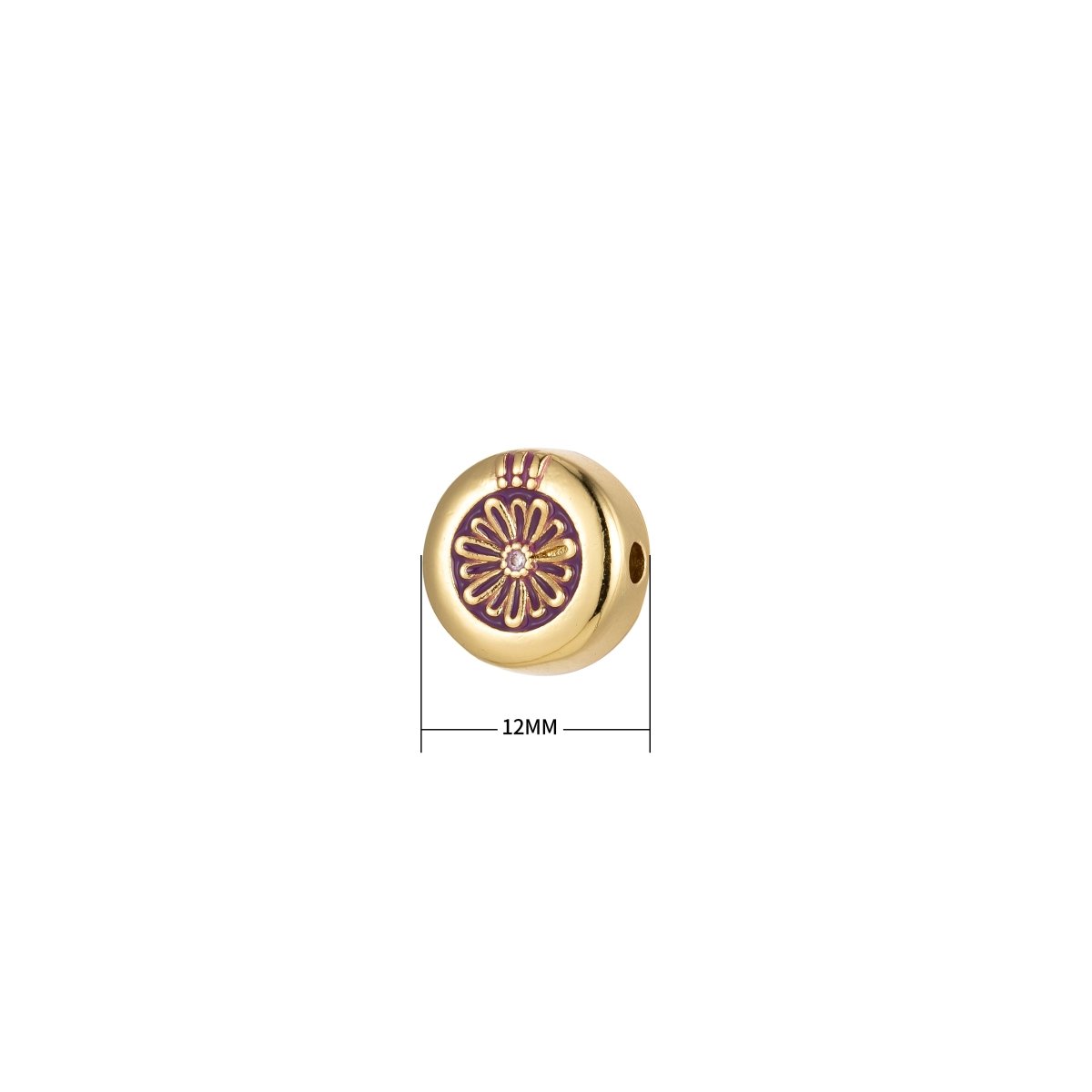 Large Hole Round Daisy Charm for Necklace Pendant Pave Beads, Flower Big Hole Spacer Beads, Large Hole Spacer Dangle Charm B-531 to B-538