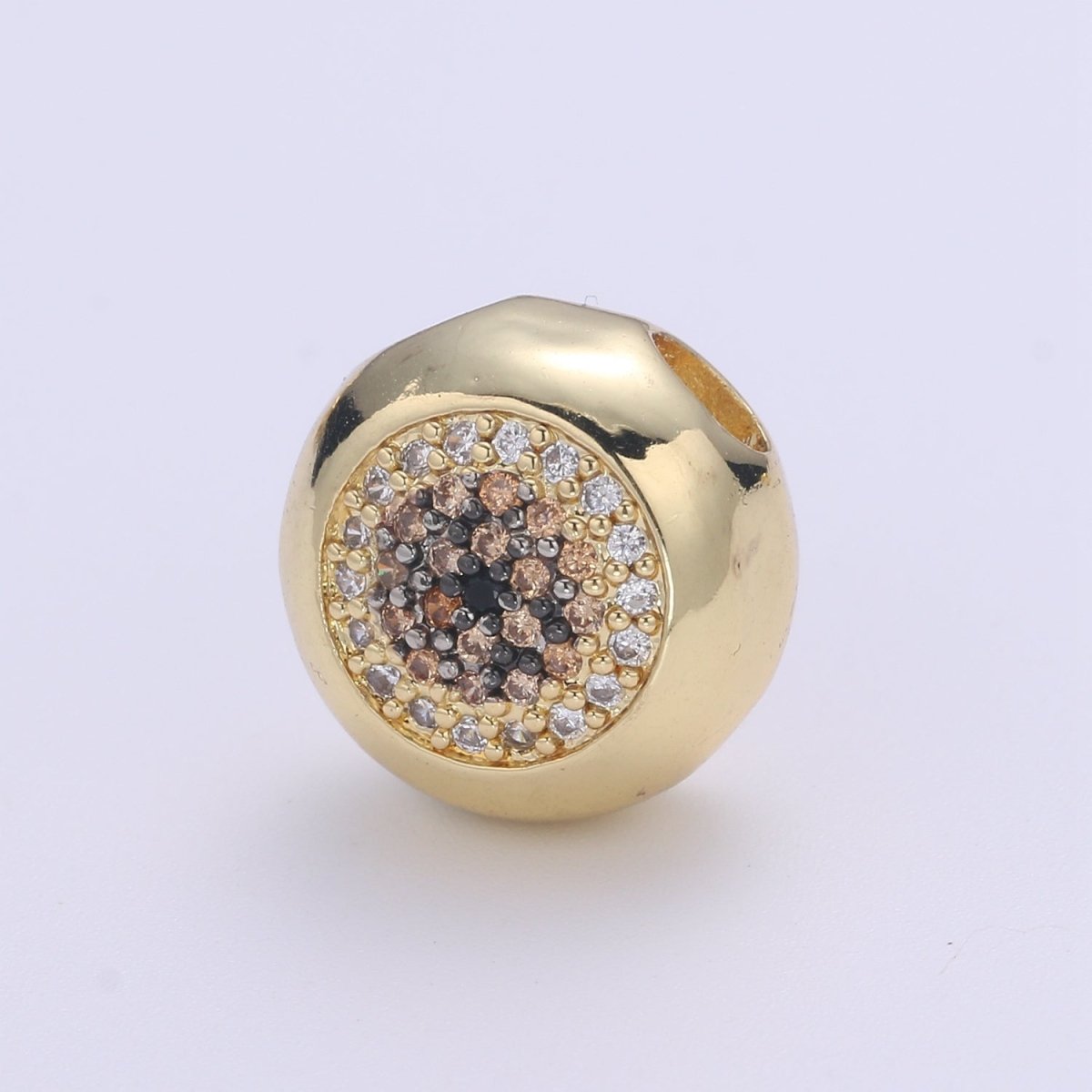 Large Hole Round Evil Eye Charm for Necklace Pendant Pave Beads, Cubic Zirconia Big Hole Spacer Beads, Large Hole Spacer Dangle Charm B-491 to B-492
