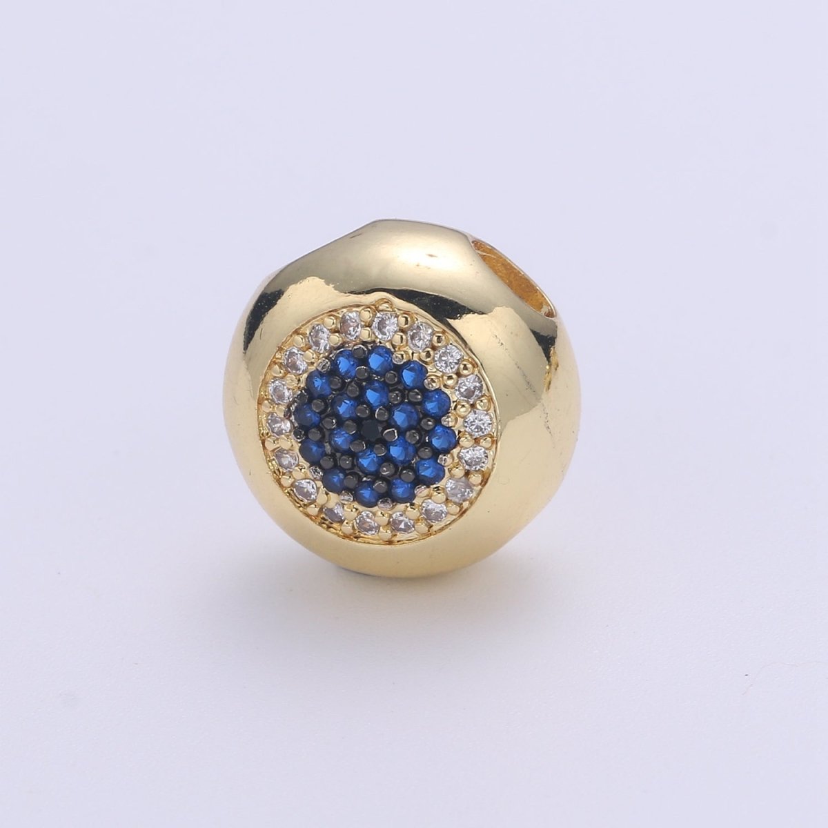 Large Hole Round Evil Eye Charm for Necklace Pendant Pave Beads, Cubic Zirconia Big Hole Spacer Beads, Large Hole Spacer Dangle Charm B-491 to B-492