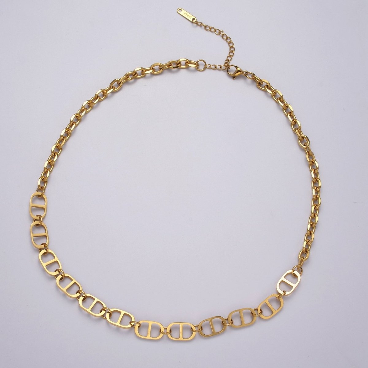 Layer Gold Mariner Anchor Necklace Chain 5.1mm thickness Party Chain Thick Statement Necklace | WA-921 Clearance Pricing - DLUXCA