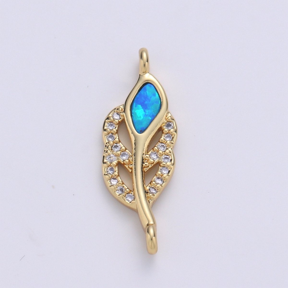 Leaf Cubic Pave 14K Gold FIlling Connector Blue Red White Dainty Connector for Necklace Bracelet Supply F-494 F-495 F-496