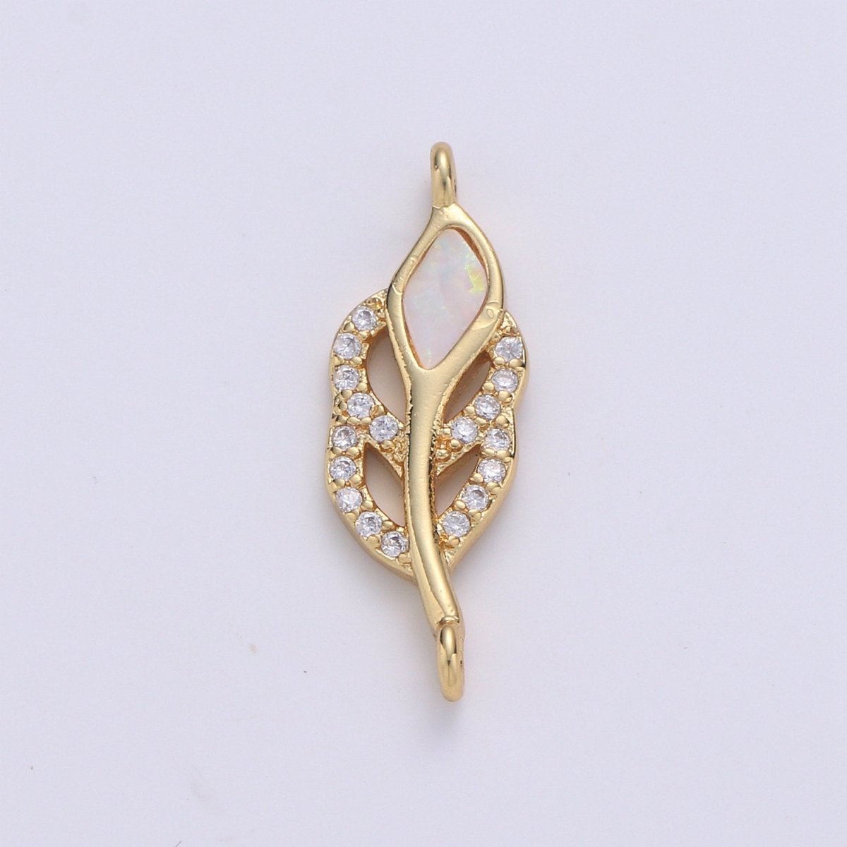 Leaf Cubic Pave 14K Gold FIlling Connector Blue Red White Dainty Connector for Necklace Bracelet Supply F-494 F-495 F-496