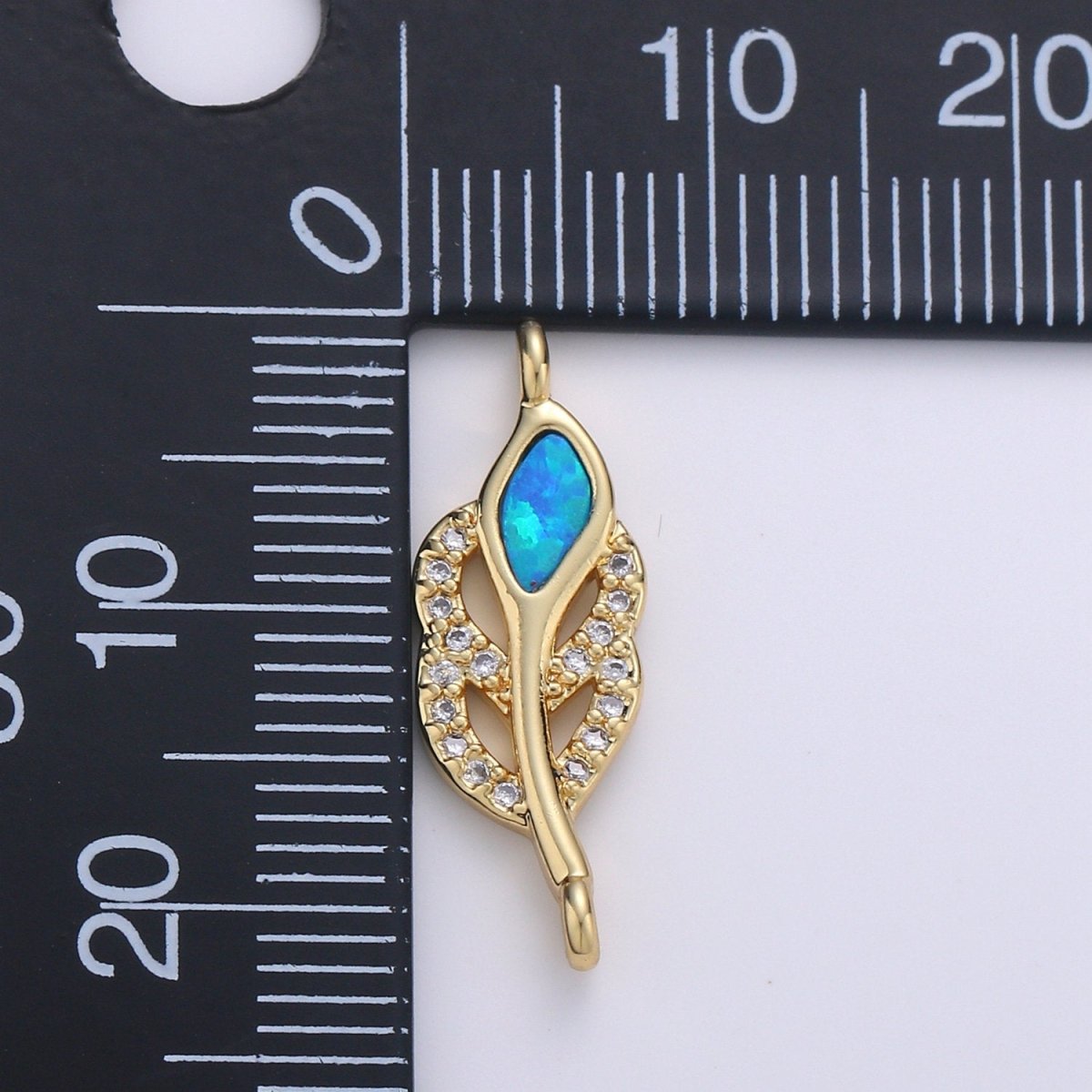 Leaf Cubic Pave 14K Gold FIlling Connector Blue Red White Dainty Connector for Necklace Bracelet Supply F-494 F-495 F-496
