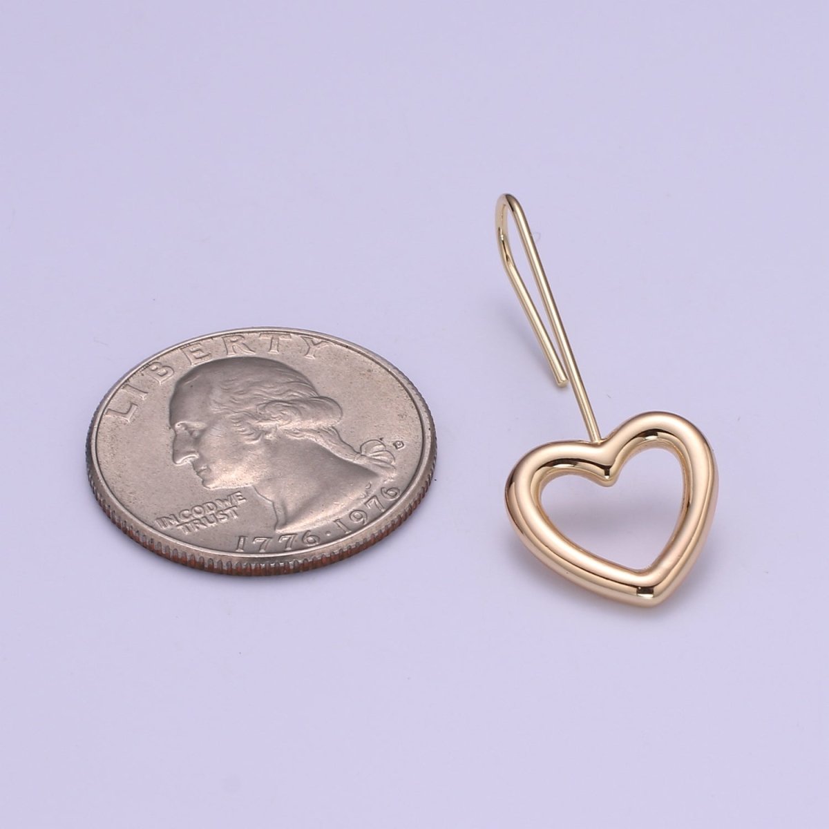 Light Gold Earring Hooks - 18K Gold filled Heart Ear Wires - Gold Ear Hook - Jewelry Findings for Minimalist jewelry gift P-081 - DLUXCA