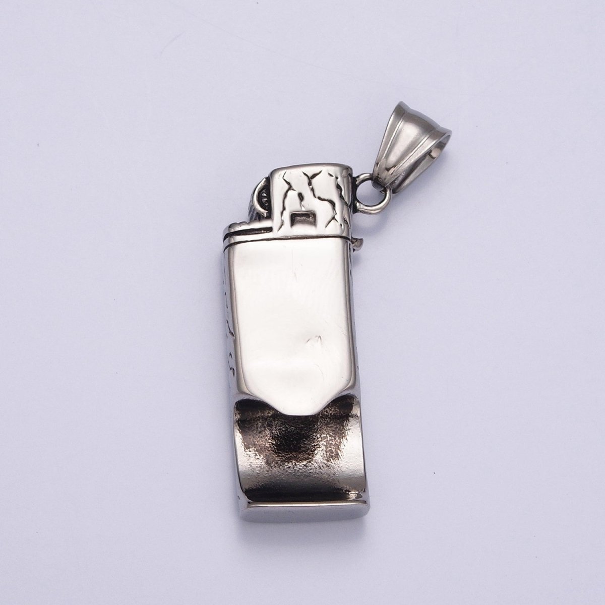 Lighter Pendant Necklace, Silver Lighter Charm Necklace for Men Jewelry X-640 - DLUXCA