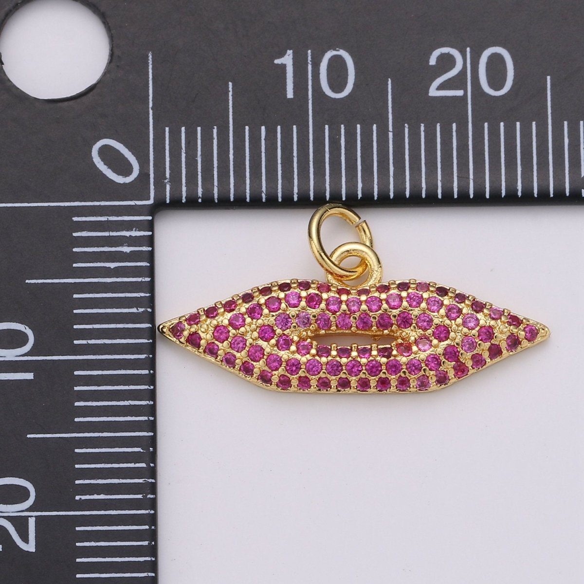 Lips Charm Pendant, Pave Lips Charms Pendants, CZ Lips Charm, Sexy Lips Charm Pendant, 24k Gold Filled Charm for Necklace Bracelet Earring D-342 - DLUXCA