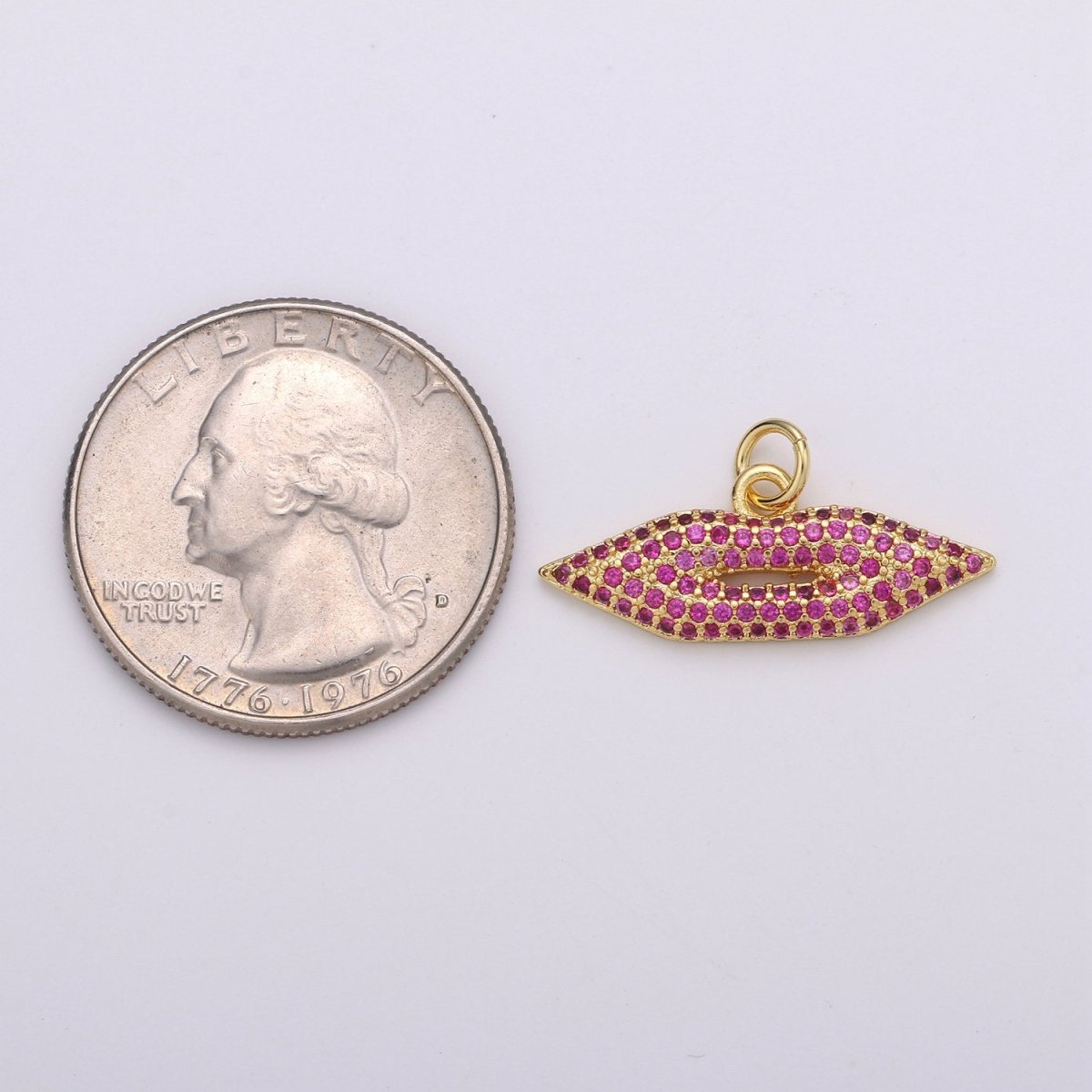 Lips Charm Pendant, Pave Lips Charms Pendants, CZ Lips Charm, Sexy Lips Charm Pendant, 24k Gold Filled Charm for Necklace Bracelet Earring D-342 - DLUXCA