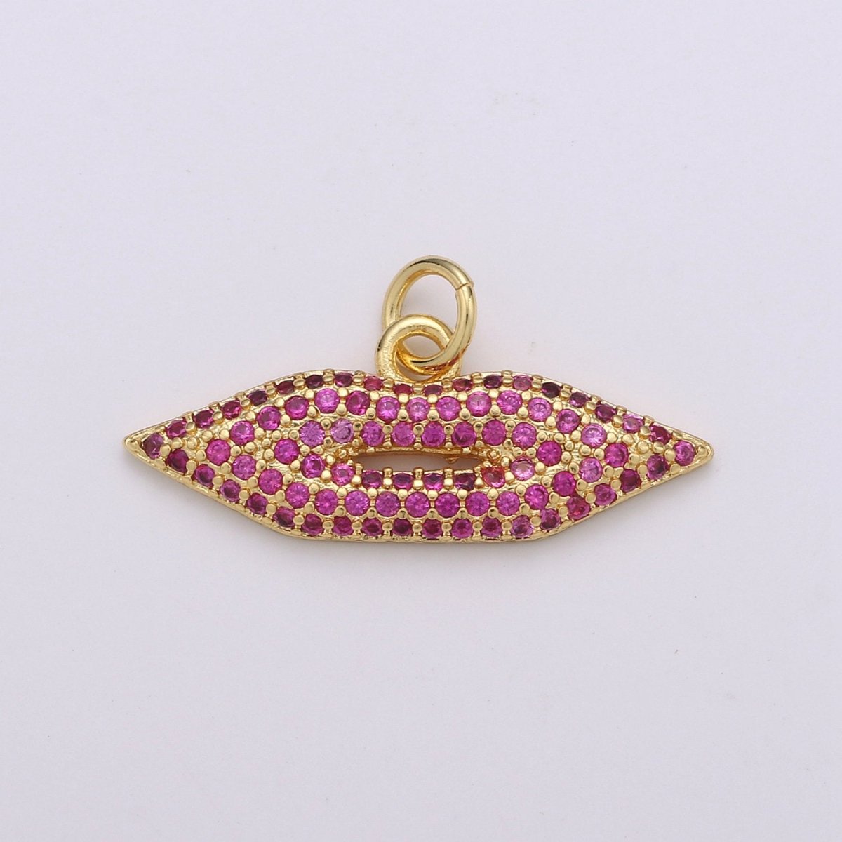 Lips Charm Pendant, Pave Lips Charms Pendants, CZ Lips Charm, Sexy Lips Charm Pendant, 24k Gold Filled Charm for Necklace Bracelet Earring D-342 - DLUXCA