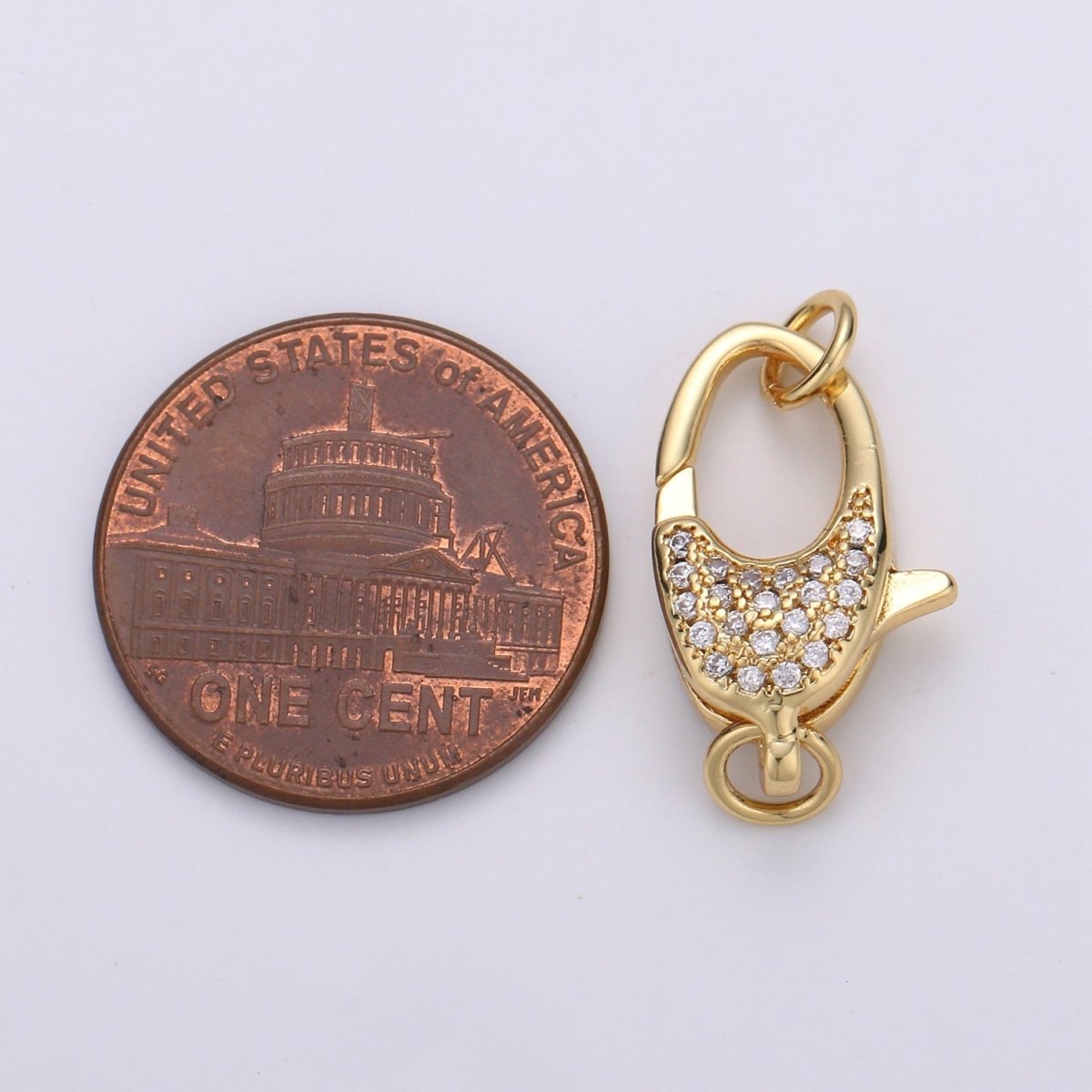 Lobster Clasp with Pave CZ Crystal Gold Filled End Clasp with Ring for DIY Necklace Bracelet Anklet Jewelry Making- K716