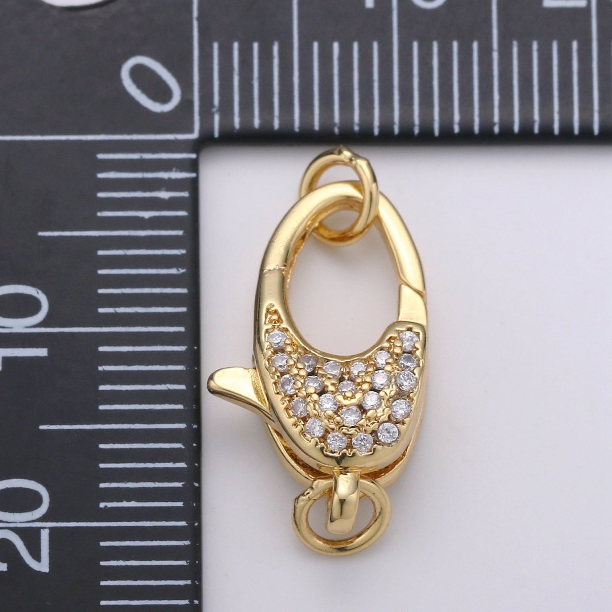 Lobster Clasp with Pave CZ Crystal Gold Filled End Clasp with Ring for DIY Necklace Bracelet Anklet Jewelry Making- K716