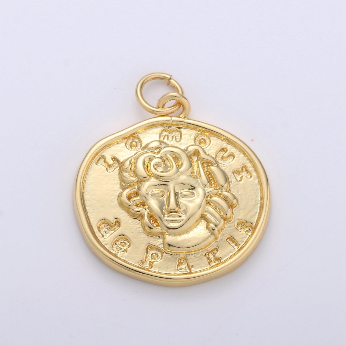 Lomoui de Paris Gold Rustic Coin Gold Filled Charm - D-514 - DLUXCA