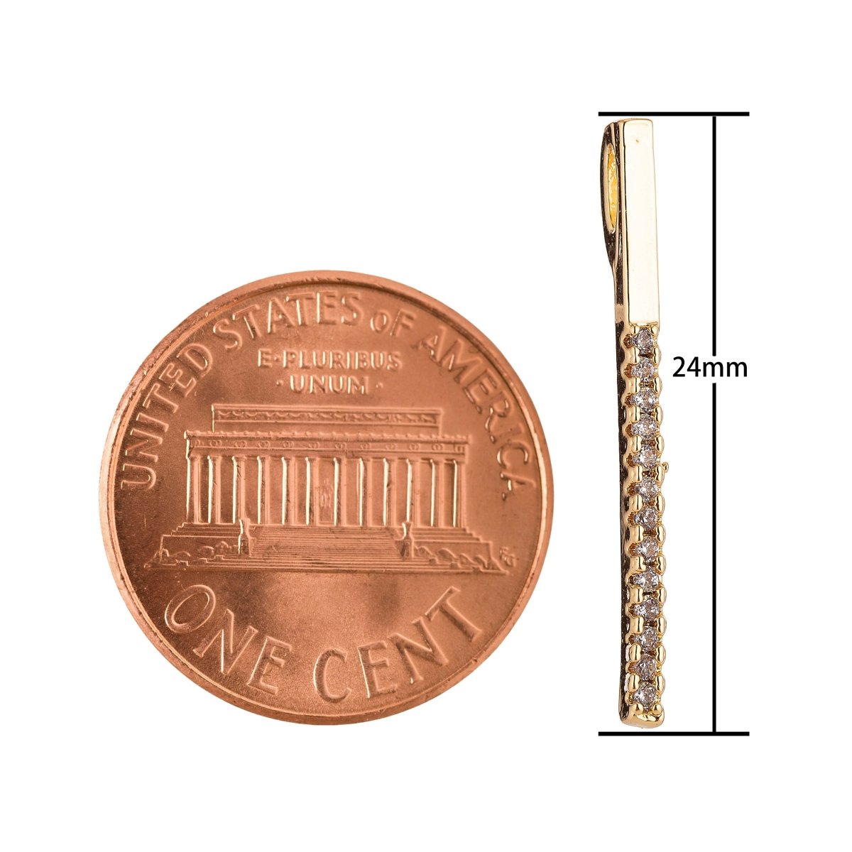 Long Bar Charm with Micro Pave Cz Stone for Dangle Pendant AA743 - DLUXCA