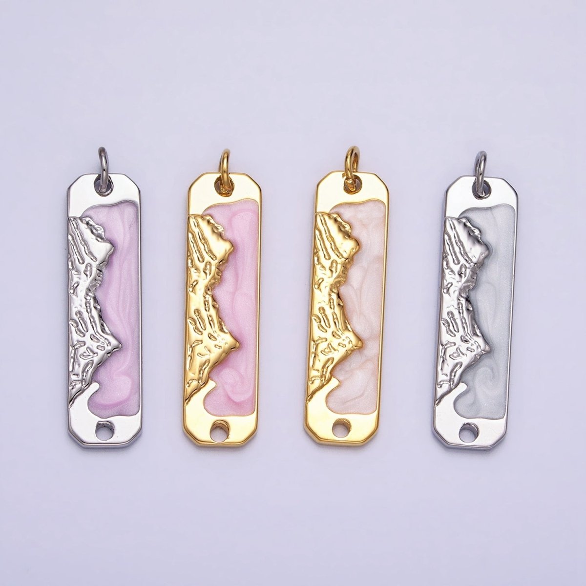 Long Bar Mountain Charm Silver Gold Mountain Range Peaks Hill Earth Day Necklace Pendant AC569 AC570 AC571 AC572