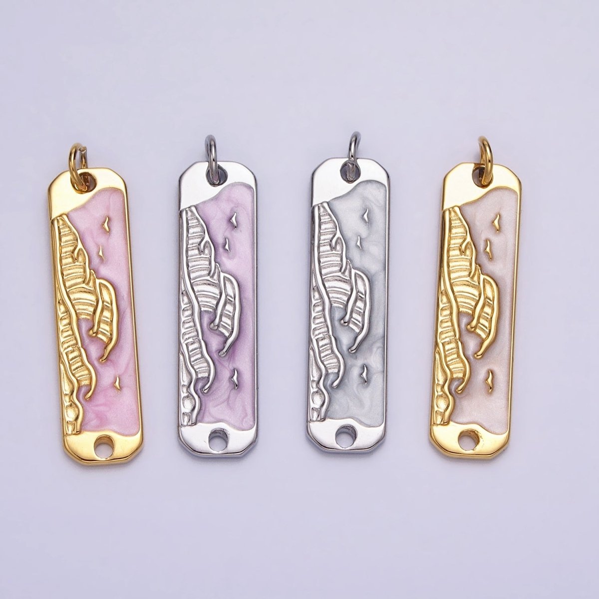 Long Bar Ocean Charm Silver Gold Beach Wave Earth Day Necklace Pendant AC573 AC574 AC575 AC576