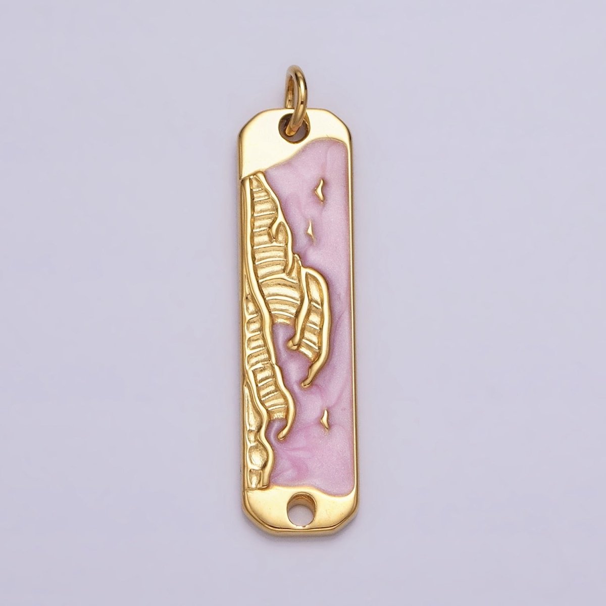 Long Bar Ocean Charm Silver Gold Beach Wave Earth Day Necklace Pendant AC573 AC574 AC575 AC576