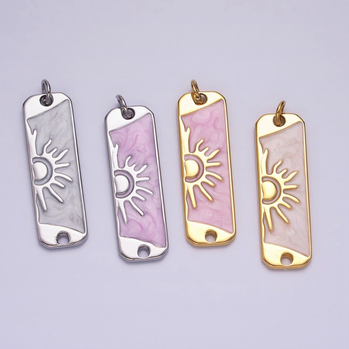 Long Bar Sun Charm Silver Gold Sun Rise Good Morning Earth Day Necklace Pendant AC581 AC582 AC583 AC584