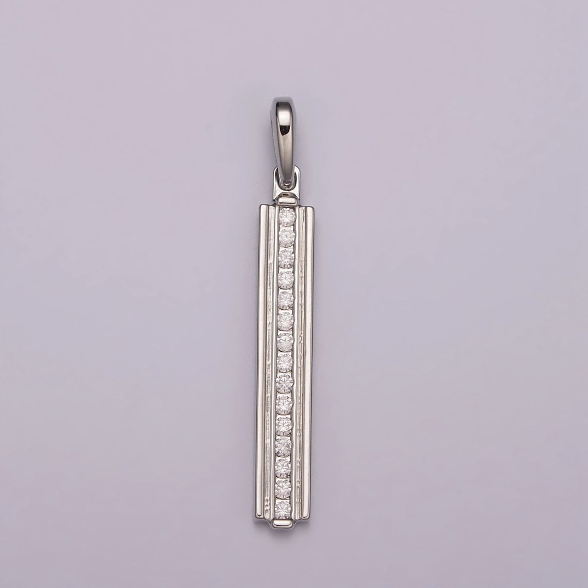 Long Cubic Zirconia Stick Bar Cubic Zirconia Charms, Thin CZ Bar Pendant, Gold Filled over Brass N-1477 N-1478