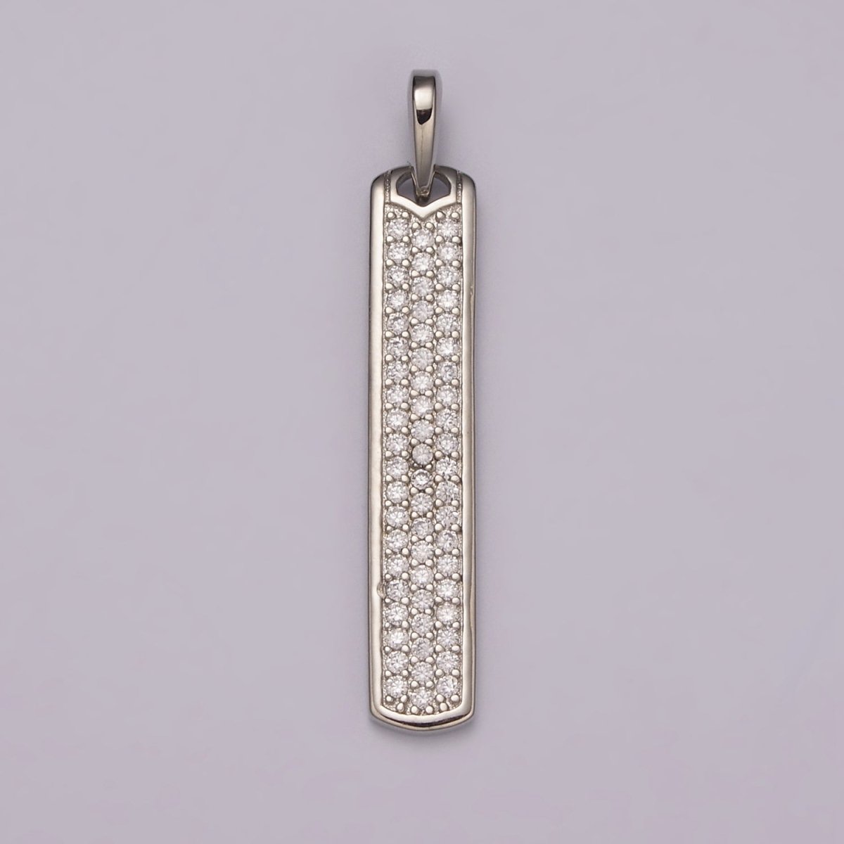 Long CZ Bar Pendant 24K Gold Filled Bar Pendant, Silver Bar Pendants N-1453 N-1454