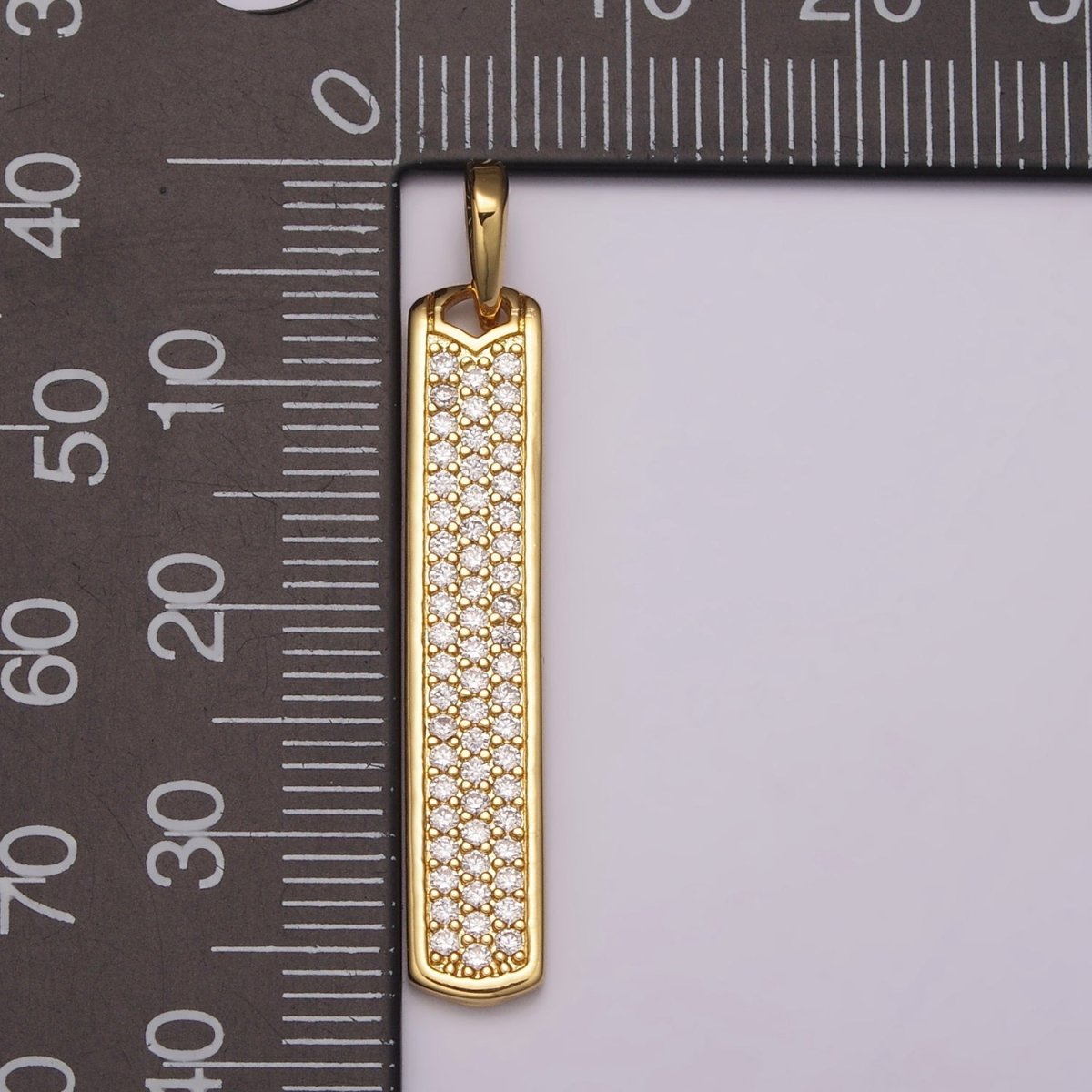Long CZ Bar Pendant 24K Gold Filled Bar Pendant, Silver Bar Pendants N-1453 N-1454