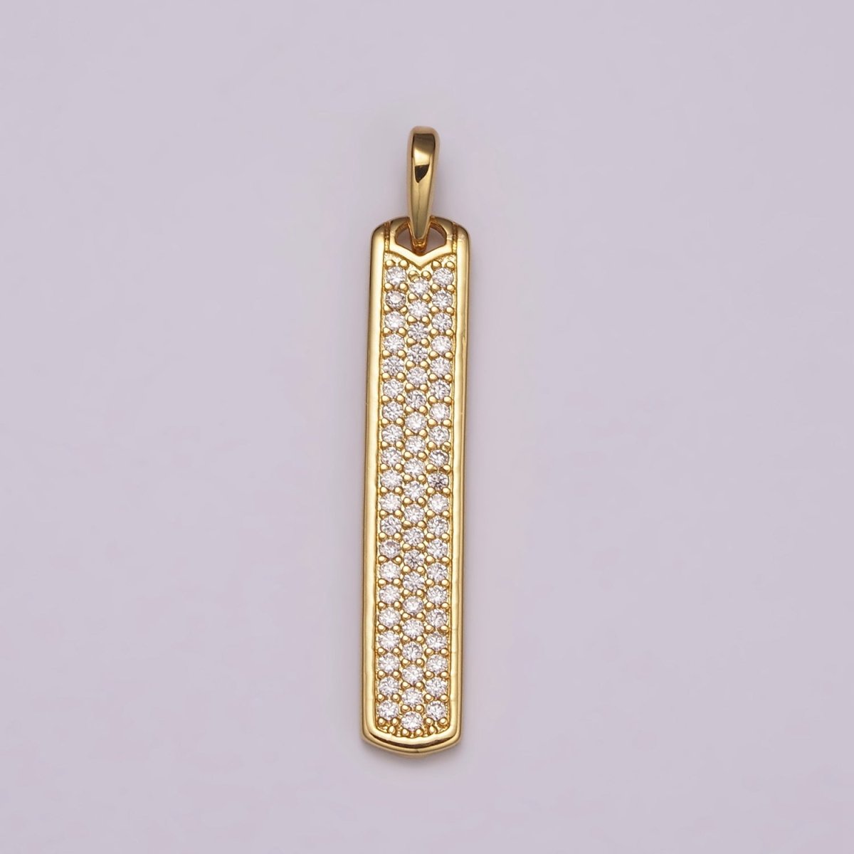 Long CZ Bar Pendant 24K Gold Filled Bar Pendant, Silver Bar Pendants N-1453 N-1454