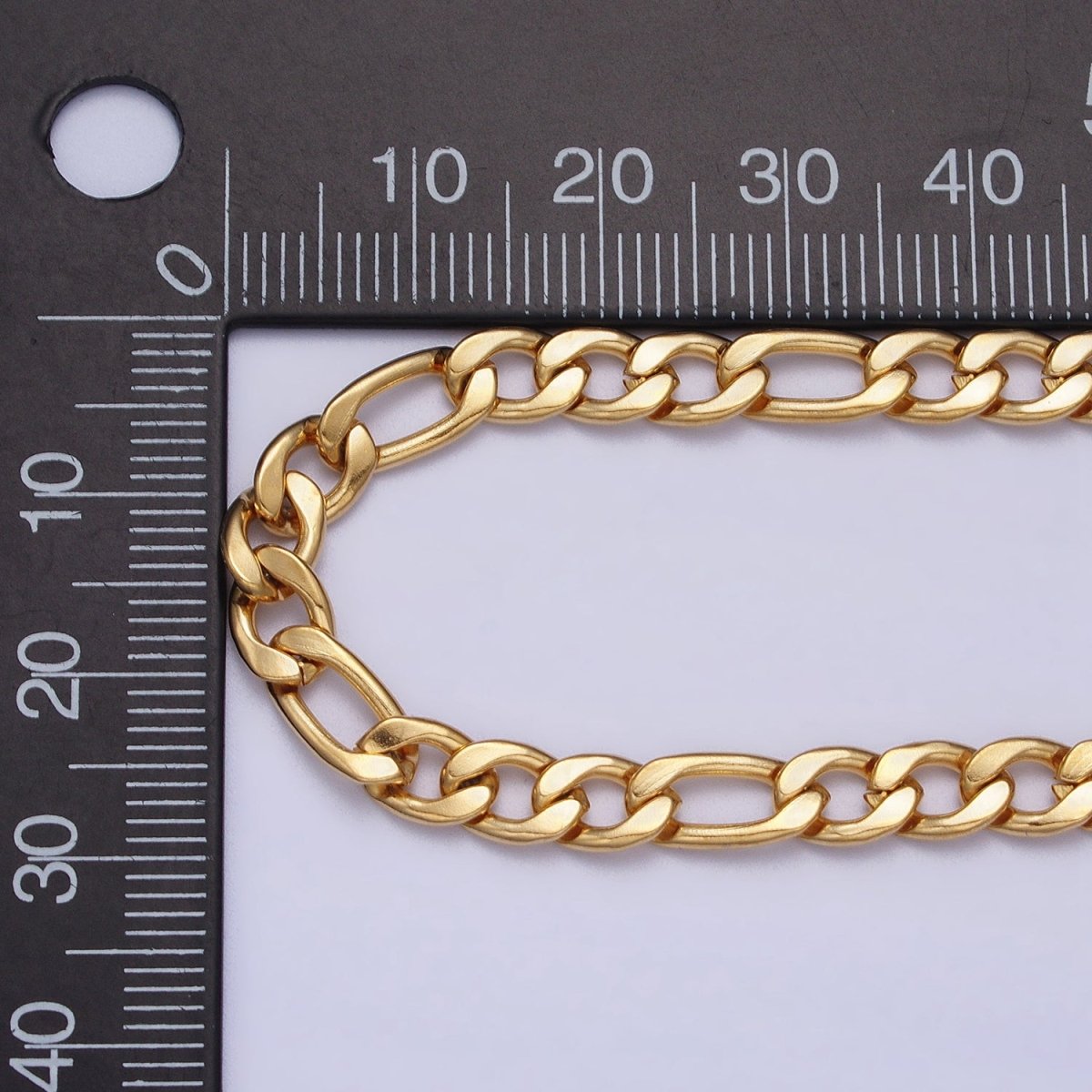 Long Gold Figaro Chain Necklace Stainless Steel 5.2mm Thick Men's Chain 23.5 inch Necklace | WA-1587 WA-1588 Clearance Pricing