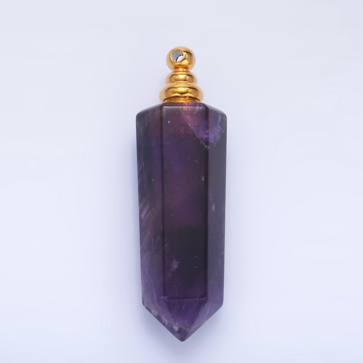 Long Pointed Crystal Vial Perfume Bottle Charm Rose Quartz Amethyst Aventurine Gemstone Essential Oil Bottle Pendant