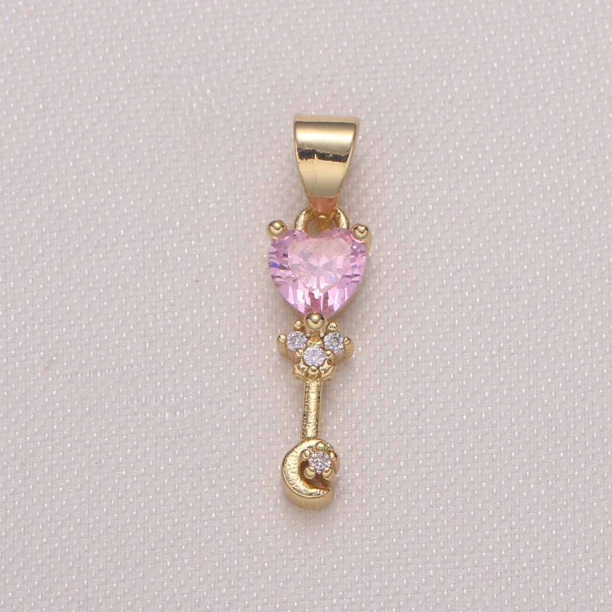 Love Cupid Stick Crystal Heart Golden Tiny Crescent Charms CZ Love Valentine Heart Charm Pendant GP-407 GP-588 GP-917