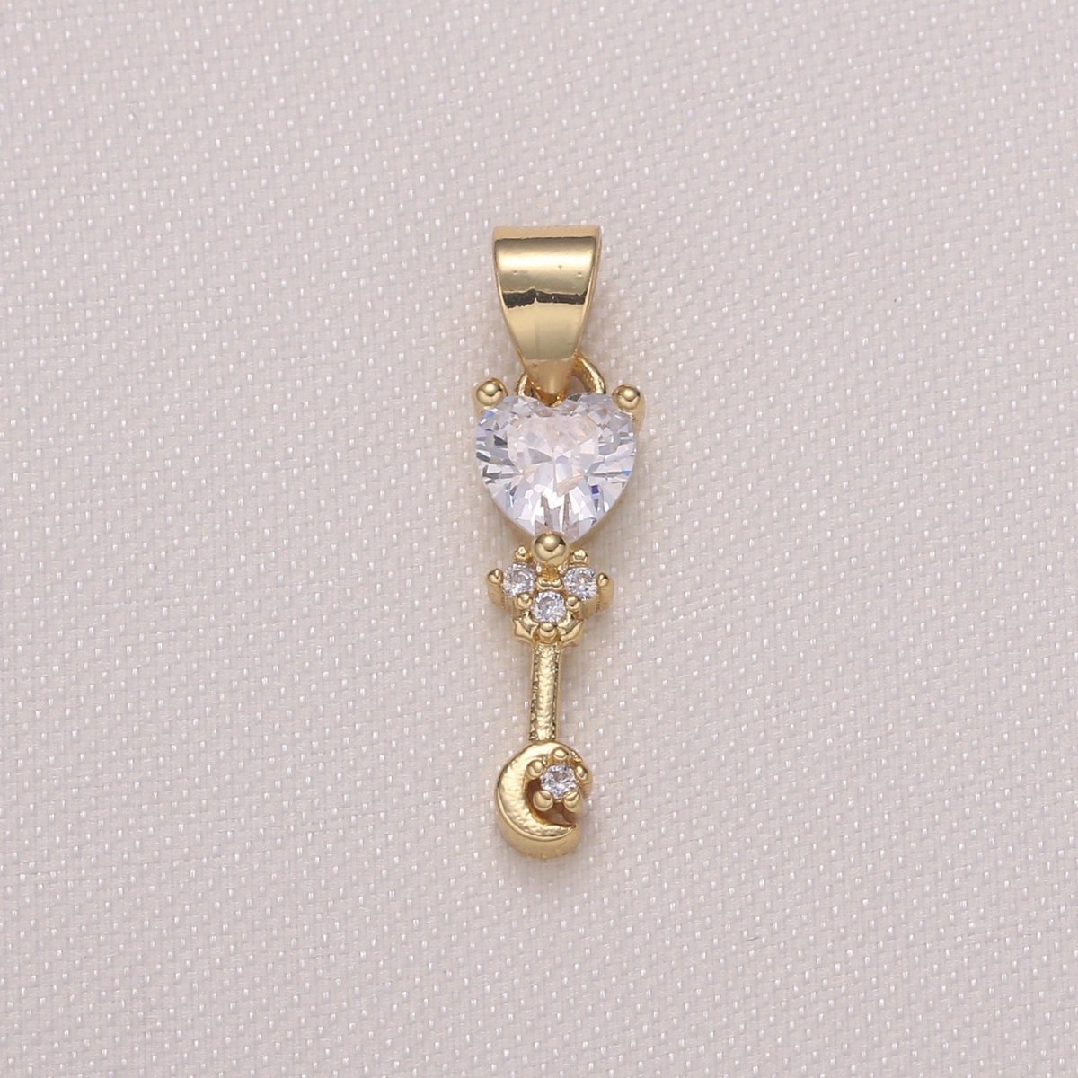 Love Cupid Stick Crystal Heart Golden Tiny Crescent Charms CZ Love Valentine Heart Charm Pendant GP-407 GP-588 GP-917