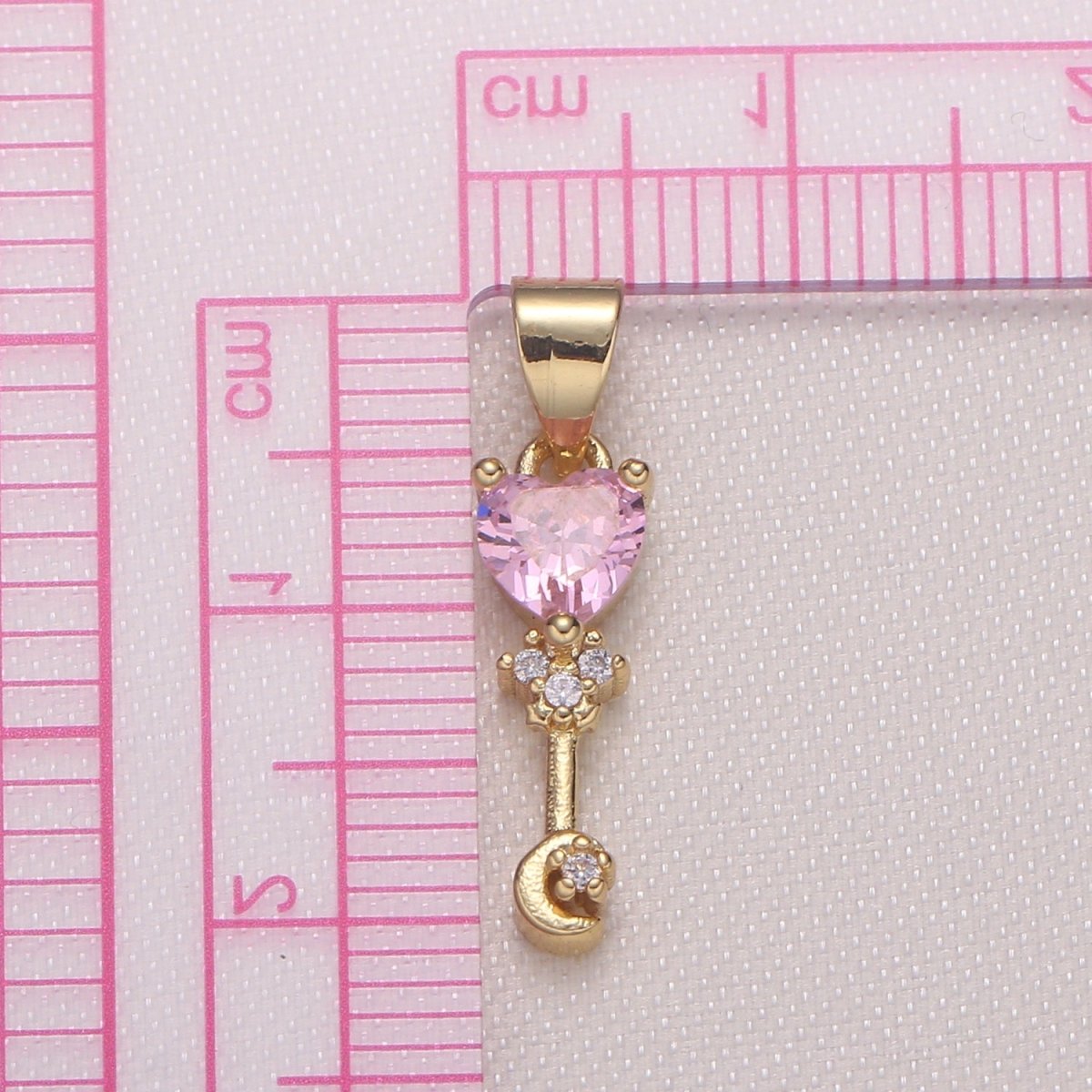 Love Cupid Stick Crystal Heart Golden Tiny Crescent Charms CZ Love Valentine Heart Charm Pendant GP-407 GP-588 GP-917