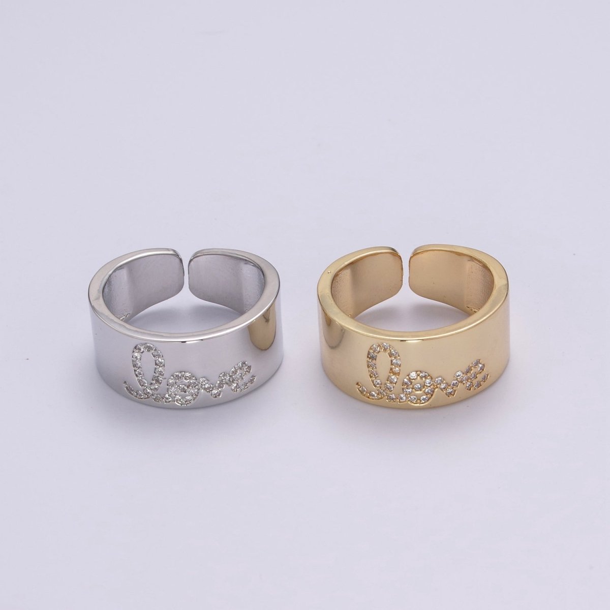 Love Ring, Script Love Ring, Promise Dainty Love Ring, Gold Filled love Ring, Minimalist Stacking Jewelry Gift For Her U-189 U-190