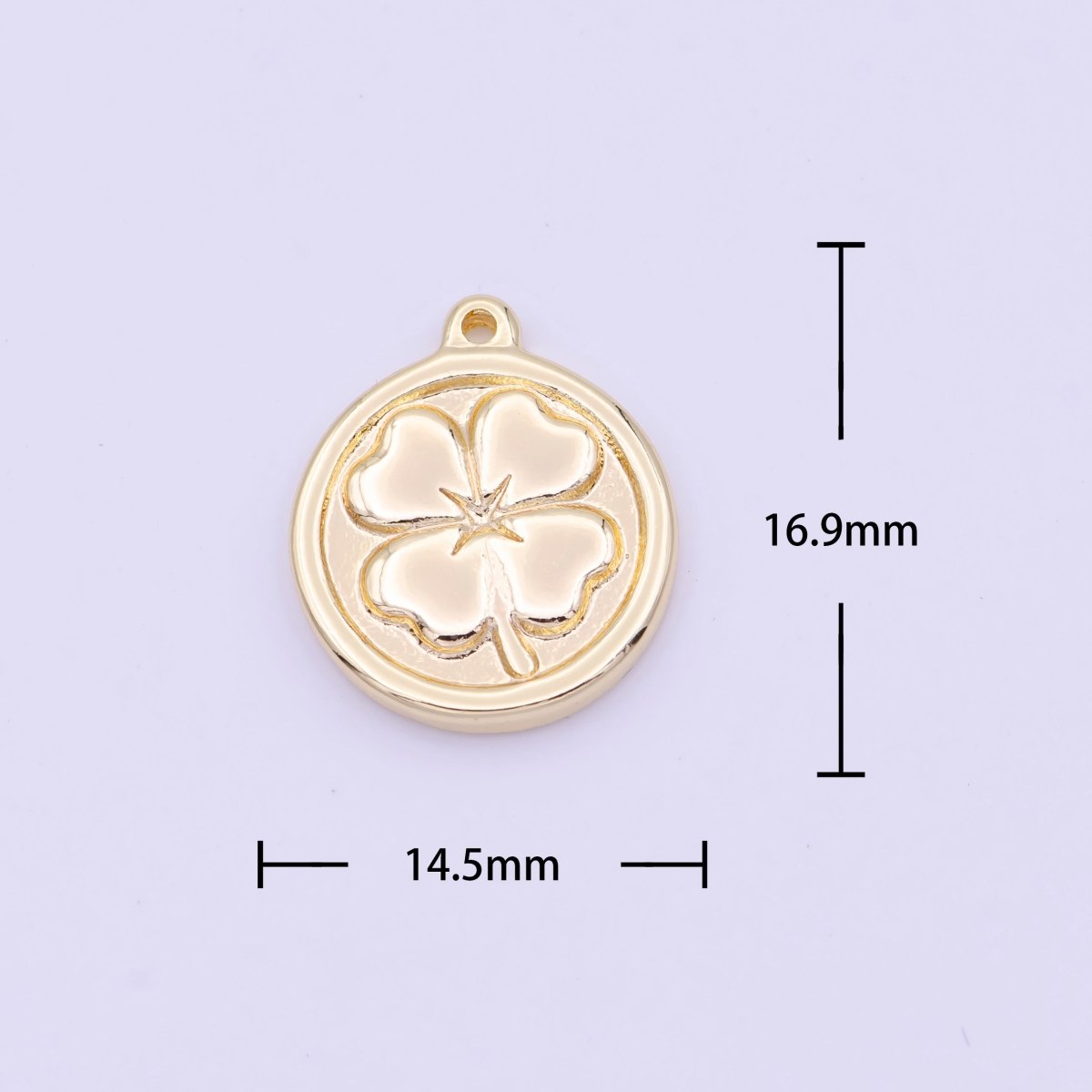 Lucky Clover Quatrefoil Coin Charm in Gold & Silver | D-398 D-453