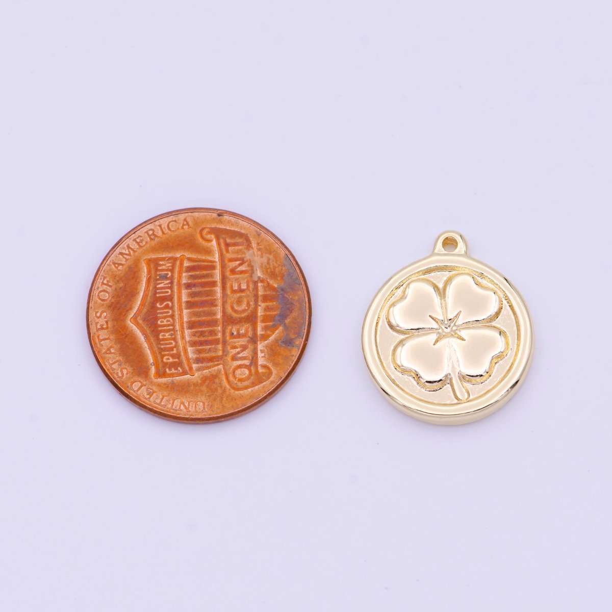 Lucky Clover Quatrefoil Coin Charm in Gold & Silver | D-398 D-453
