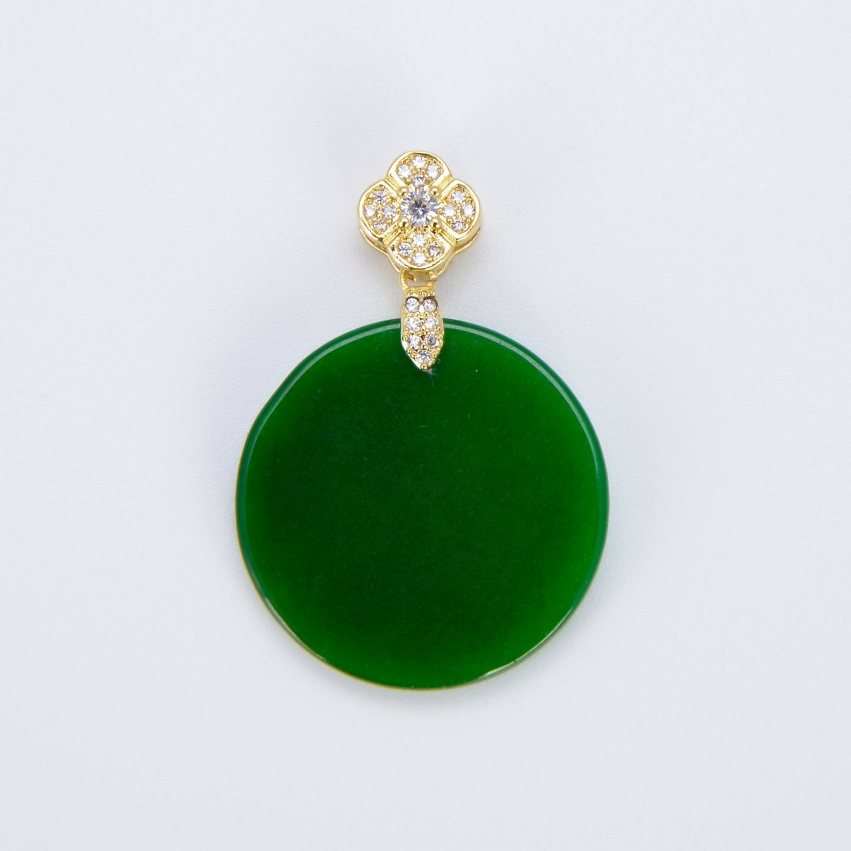 Lucky Genuine Green Jade Circle Coin Pendant for Necklace Jewelry Making Supply AH-309