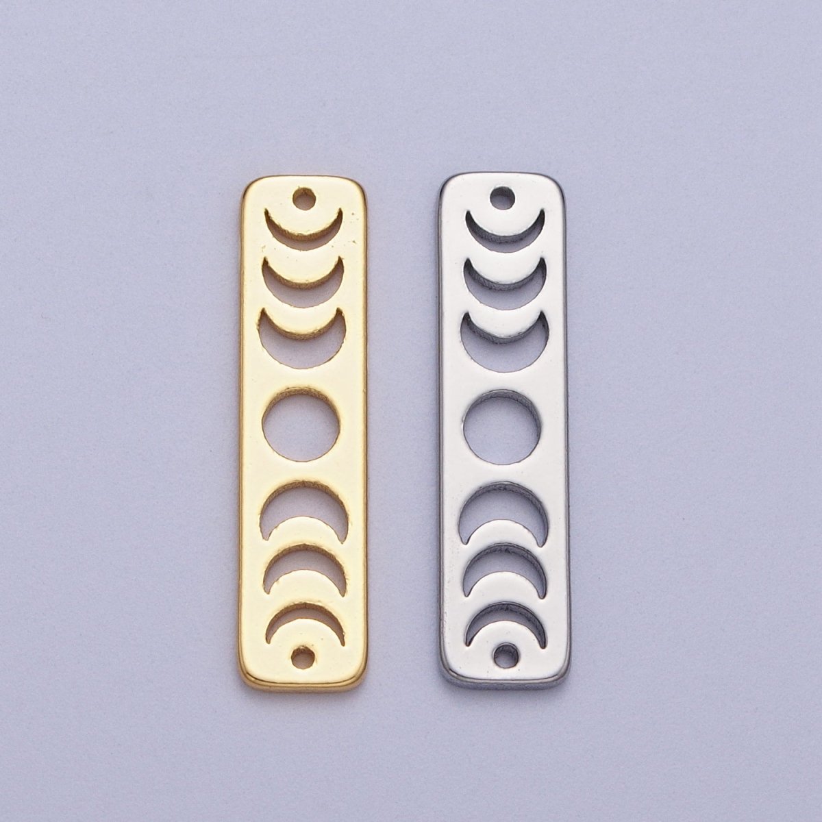Lunar Crescent Moon Phases Celestial Bar Connector in Gold & Silver | AC054