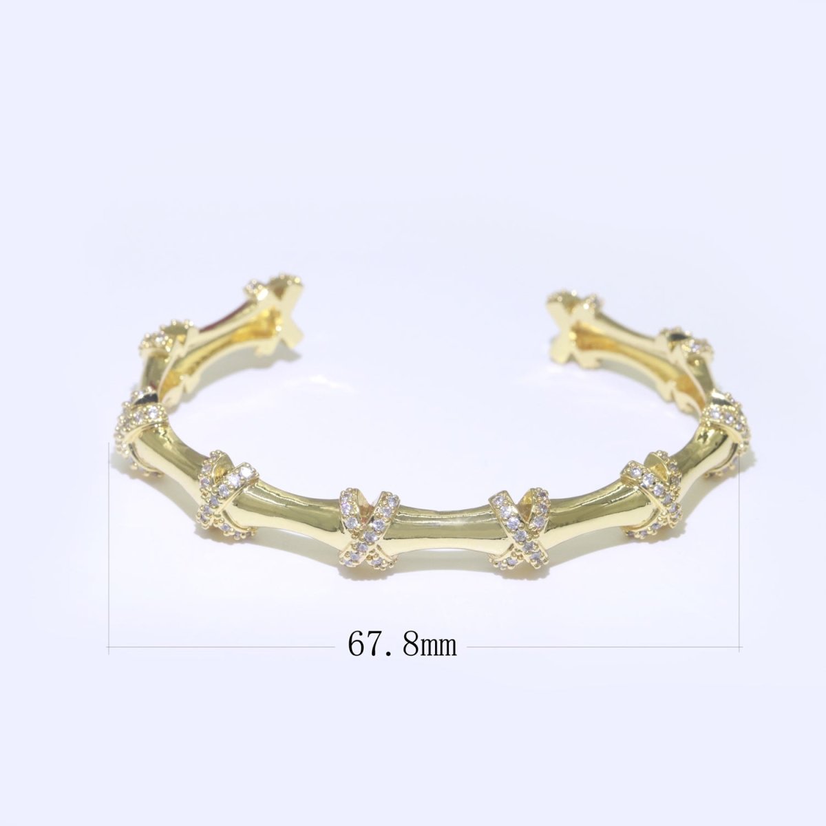 Luxury Cross Chain 24K Gold Filled CZ Open Adjustable Bangle for Woman Bracelet | WA-068 Clearance Pricing - DLUXCA