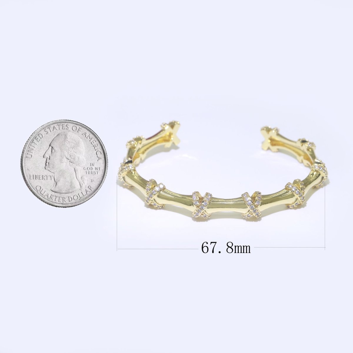 Luxury Cross Chain 24K Gold Filled CZ Open Adjustable Bangle for Woman Bracelet | WA-068 Clearance Pricing - DLUXCA