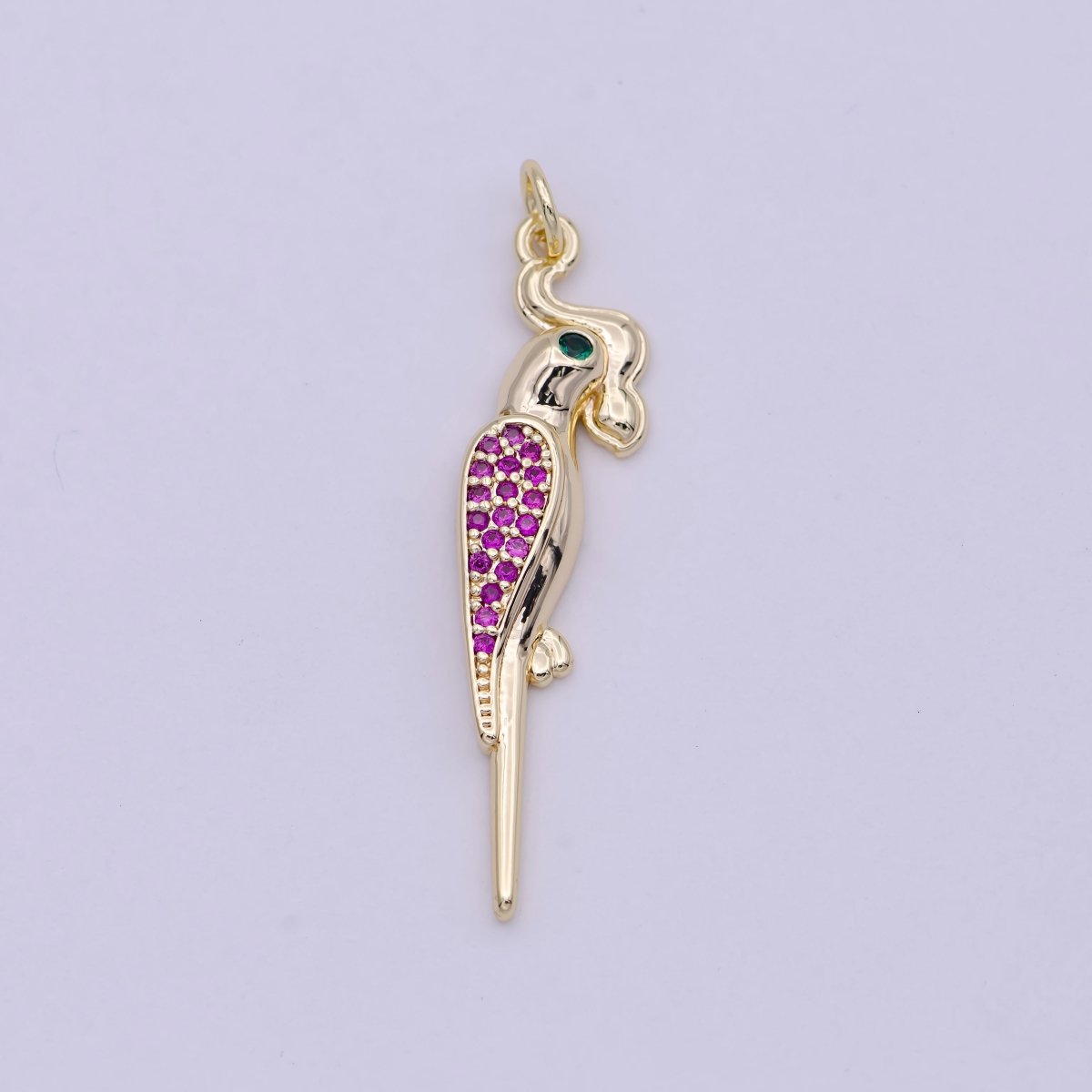 Macaw Parrot Gold Filled Charm Micro Pave Bird Pendant N-451 - DLUXCA