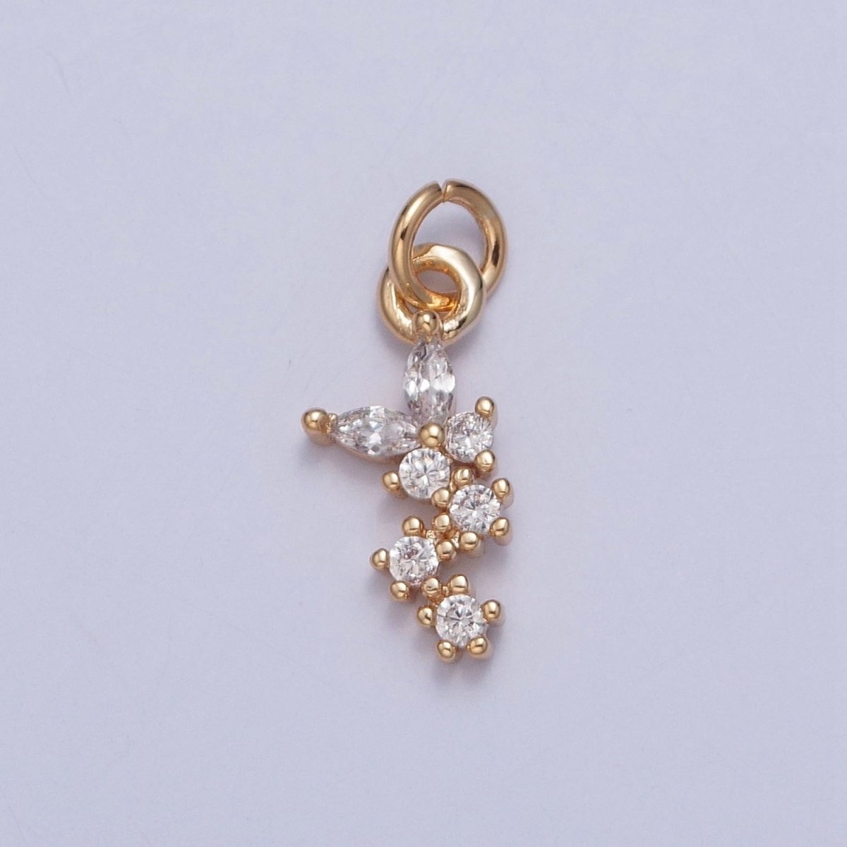Mariposa Butterfly Flying Trail Clear Cubic Zirconia Charm For DIY Jewelry Making | X-224