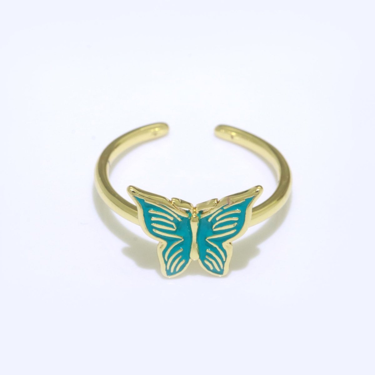 Mariposa Butterfly Ring Enamel Ring Open Adjustable in 14K Gold Filled S-085 ~ S-094