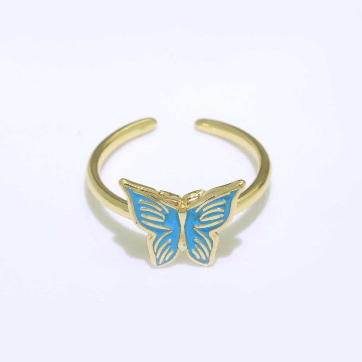 Mariposa Butterfly Ring Enamel Ring Open Adjustable in 14K Gold Filled S-085 ~ S-094