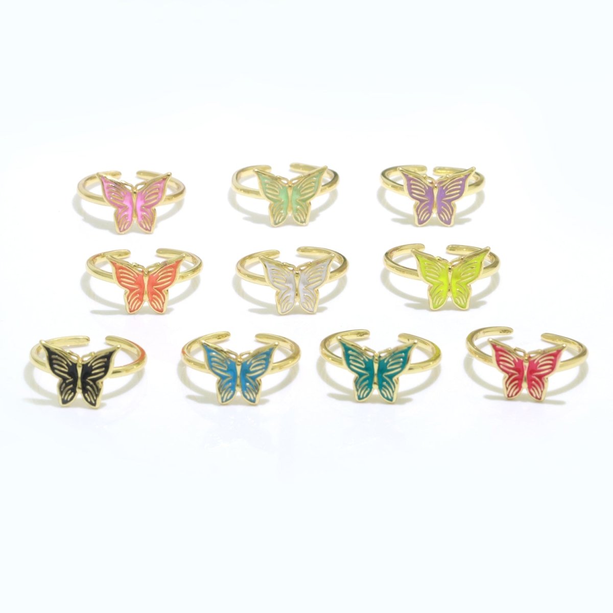 Mariposa Butterfly Ring Enamel Ring Open Adjustable in 14K Gold Filled S-085 ~ S-094