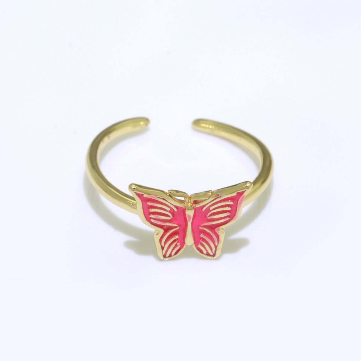 Mariposa Butterfly Ring Enamel Ring Open Adjustable in 14K Gold Filled S-085 ~ S-094