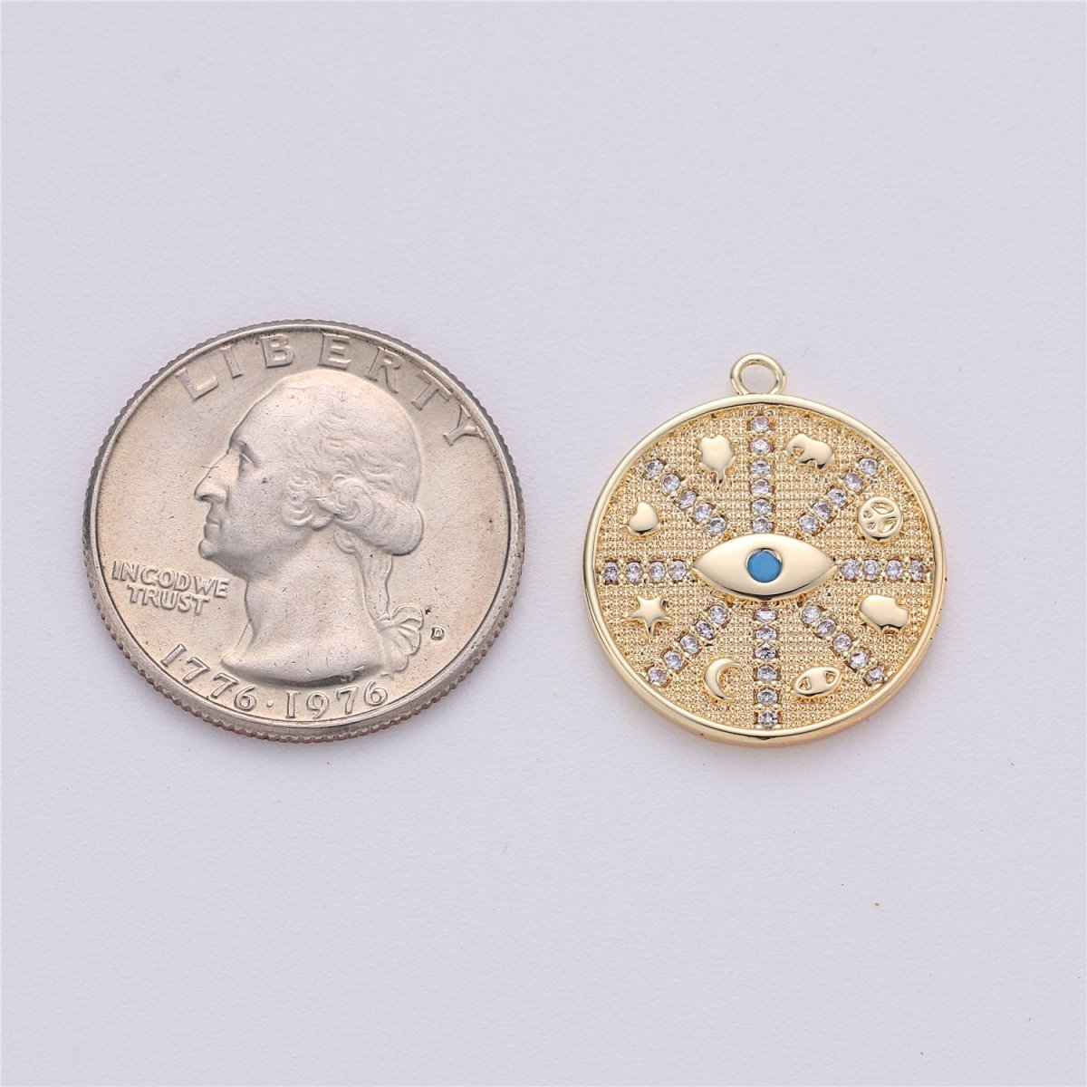 Medallion Charm,Hamsa Hand medallion,Evil eye medallion, Elephant medallion, Heart Good luck necklace Star Luck Pendant C-476 - DLUXCA