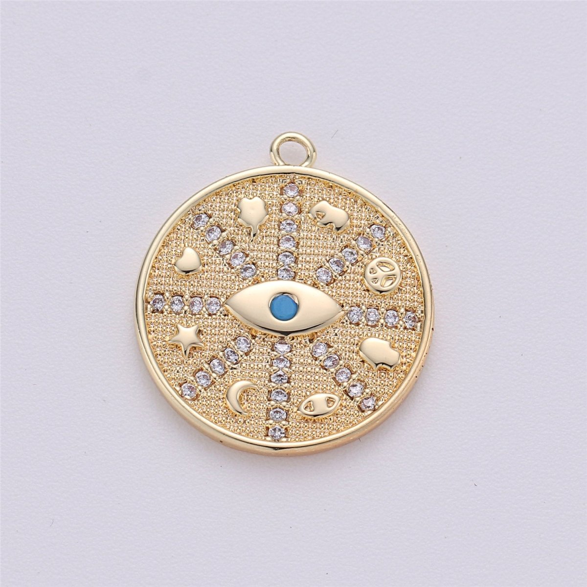 Medallion Charm,Hamsa Hand medallion,Evil eye medallion, Elephant medallion, Heart Good luck necklace Star Luck Pendant C-476 - DLUXCA