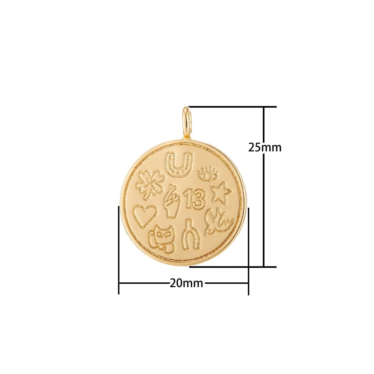 Medallion Charm,Horseshoe medallion,Evil eye medallion,Lucky 13 medallion,Four leaf clover,Good luck necklace Star Luck Pendant C-293