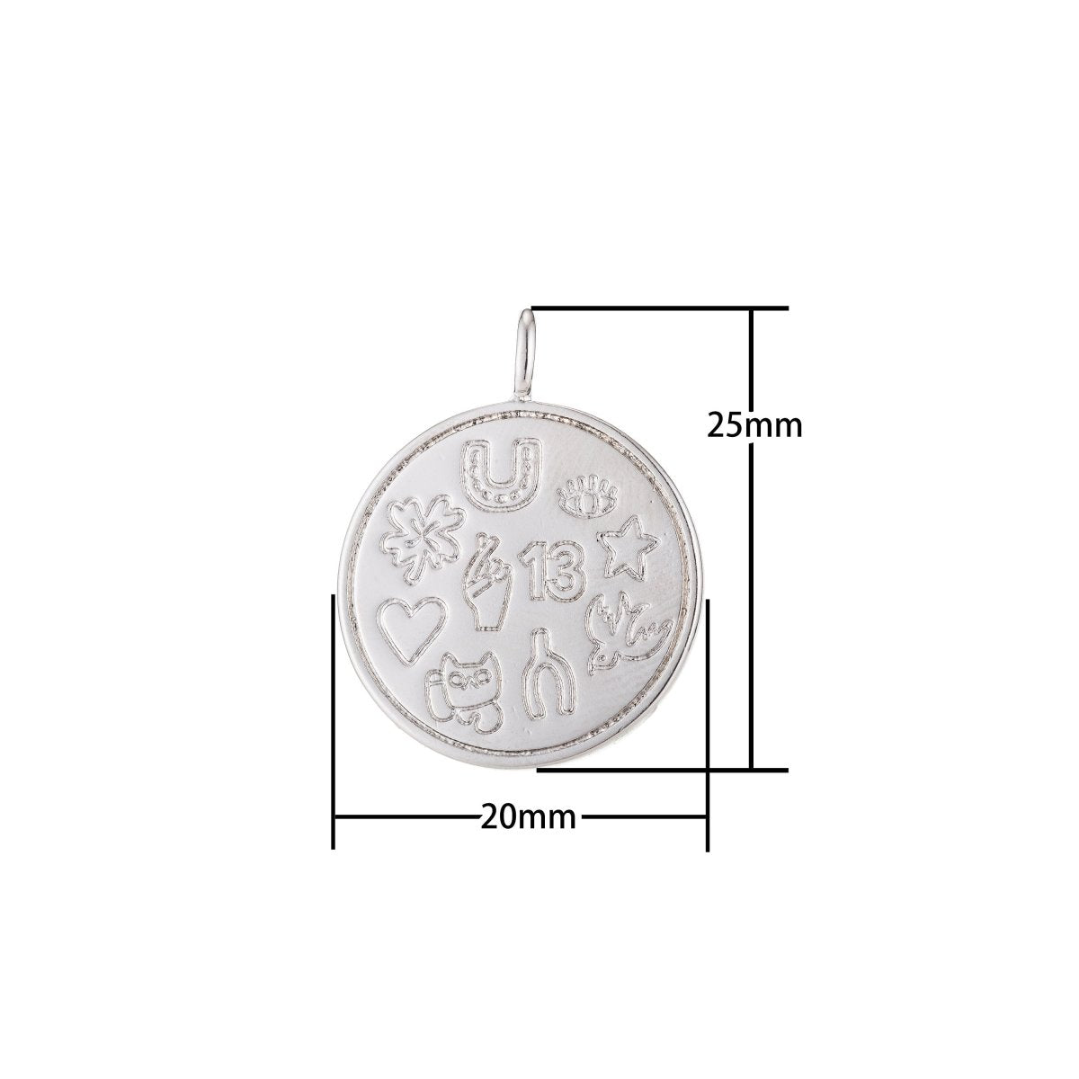 Medallion Charm,Horseshoe medallion,Evil eye medallion,Lucky 13 medallion,Four leaf clover,Good luck necklace Star Luck Pendant C-293
