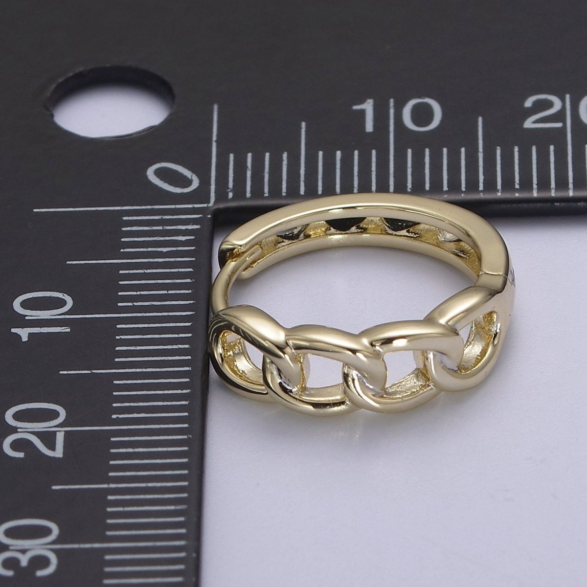 Medium Curb Chain Link Hoop Earring in 14k Gold Filled Jewelry Everyday Earring V-151 - DLUXCA